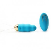 Vibrating Bullet 10 Speeds Rechargeable Remote Control Blue